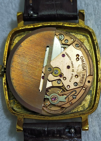 *NEAR MINT* Vintage OMEGA De Ville Cal.1012 Automatic Gold Dial Date Mens Watch