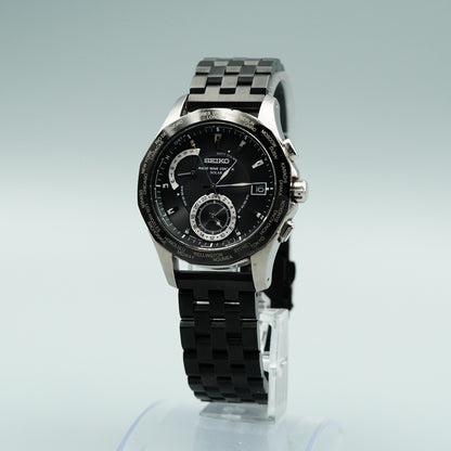 *Exc+5* New Batt SEIKO Brightz 8B53-0AA0 Solar Black Dial Round 40mm Mens Watch