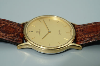 *NEAR MINT* Vintage 1980s OMEGA De Ville Cal.1365 Quartz Gold 31mm Mens Watch