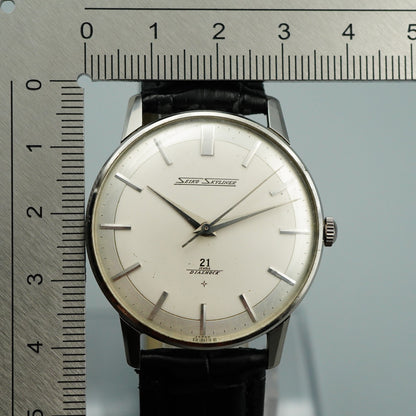 *Exc+5* Vintage SEIKO SKYINER J15006E Hand Winding White Round 36mm Mens Watch