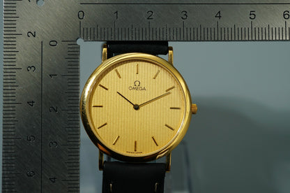 *Exc+5* Vintage OMEGA De Ville Ref.195.0075.2 Qz Gold Round 32mm Mens Watch