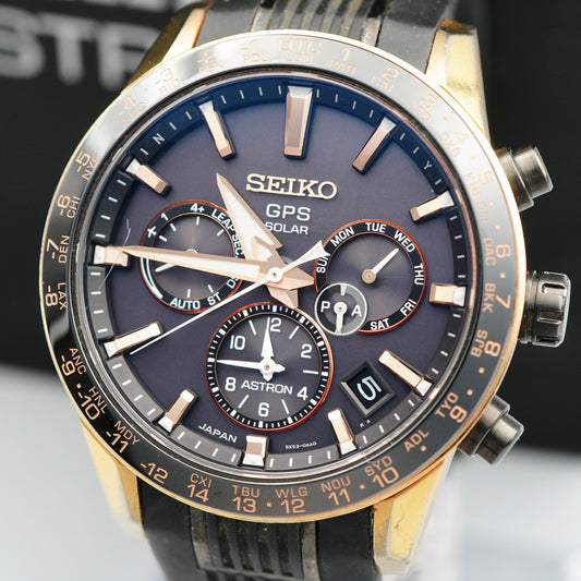 *Exc+5 Box & Paper* SEIKO ASTRON 5X53-0AB0 Solar Black Dial 43mm Mens Watch