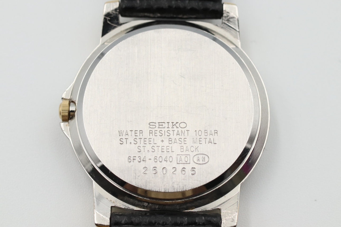 OH *NEAR MINT* Vintage SEIKO AVENUE RESISTANT 6F34-6040 White Dial Mens Watch