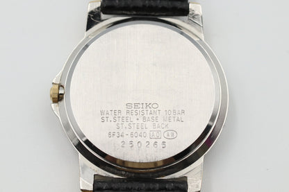 OH *NEAR MINT* Vintage SEIKO AVENUE RESISTANT 6F34-6040 White Dial Mens Watch