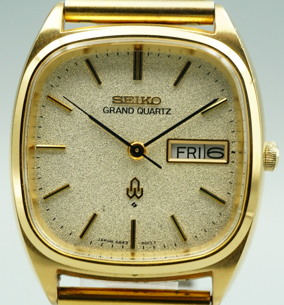 *Exc+5* Vintage 1977 SEIKO Grand Qz48 43-5100 Qz Gold Square 34mm Mens Watch