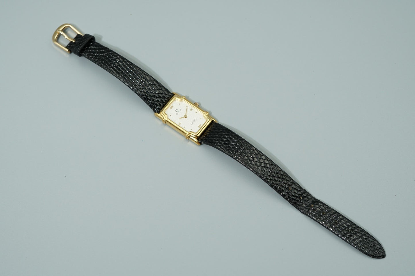 Vintage 1998 OMEGA De Ville Cal.1455  Qz White Dial Rectangle 16mm Women Watch