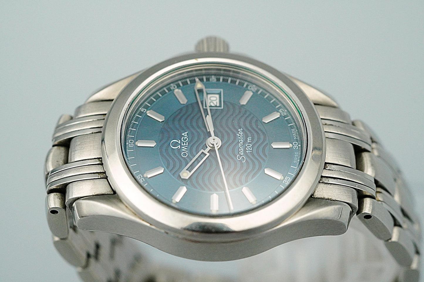 *N MINT* Vintage OMEGA Seamaster 2571.81 Cal.1424 Qz Blue 28mm Women Watch
