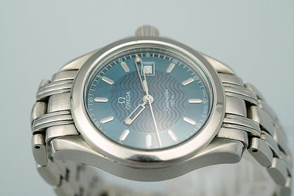 *N MINT* Vintage OMEGA Seamaster 2571.81 Cal.1424 Qz Blue 28mm Women Watch