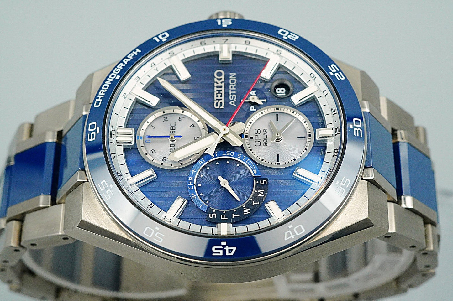 *TOP MINT* SEIKO Astron 5X83-0AA0-1 Solar Blue Round 43mm Mens Watch
