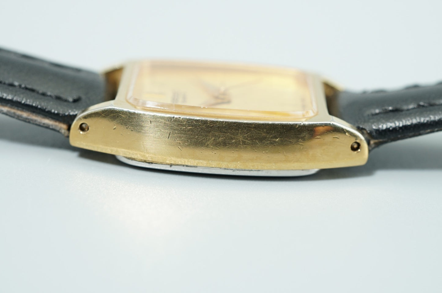 *N MINT* Vintage 1996 SEIKO Socie 2P21-5A90 Qz Gold Rectangle 17mm Women Watch