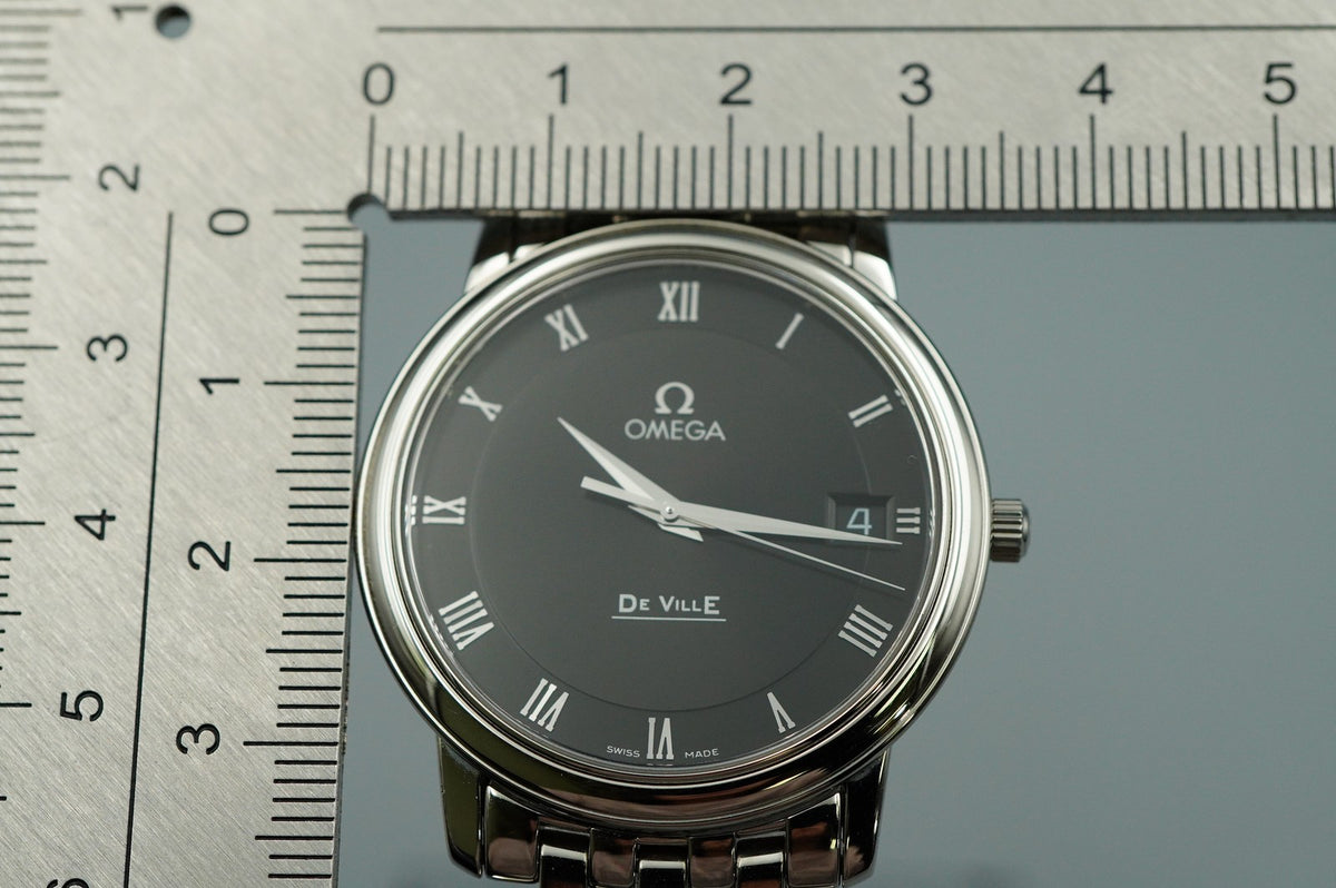 *MINT* OMEGA De Ville 424.10.27.60.01.001 Qz Black Round 34mm Mens Watch