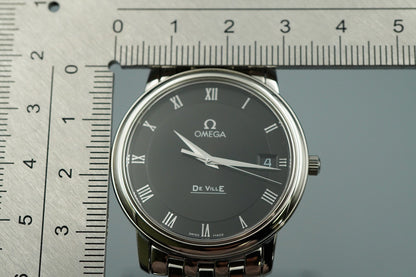 *MINT* OMEGA De Ville 424.10.27.60.01.001 Qz Black Round 34mm Mens Watch