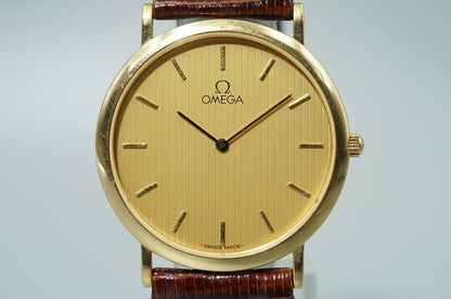 NEAR MINT Vintage 1986 OMEGA De Ville Cal.1378 Quartz Gold Dial 32mm Women Watch