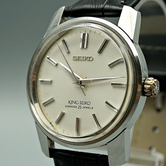 *N MINT* Vintage 1966 SEIKO King 44-9990 Hand Wind White Round 37mm Mens Watch