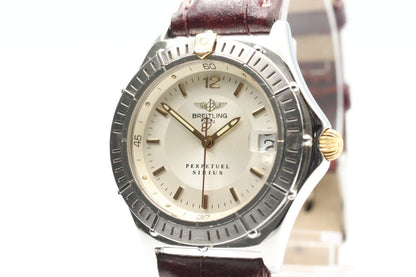 *Exc+5* Vintage BREITLING PERPETUEL SIRIUS B62022 Qz White Dial 32mm Mens Watch