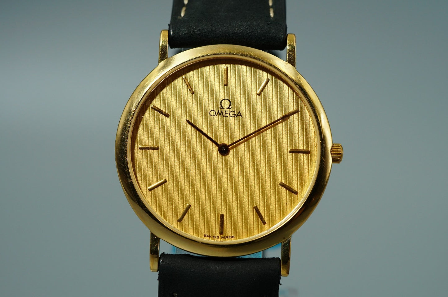 *Exc+5* Vintage OMEGA De Ville Ref.195.0075.2 Qz Gold Round 32mm Mens Watch