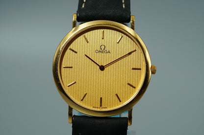 *Exc+5* Vintage OMEGA De Ville Ref.195.0075.2 Qz Gold Round 32mm Mens Watch