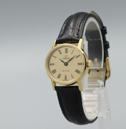 *N MINT* Vintage OMEGA De Ville Cal.625 Hand Winding Gold Roman Dial Women Watch