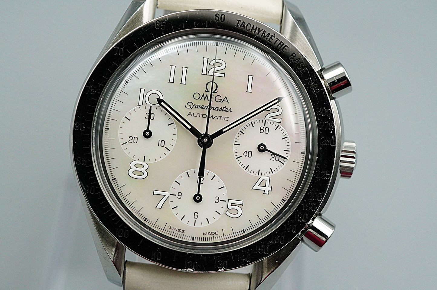 N MINT Vintage 1998 OMEGA Speedmaster 3802.70.56 Automatic White 40mm Mens Watch