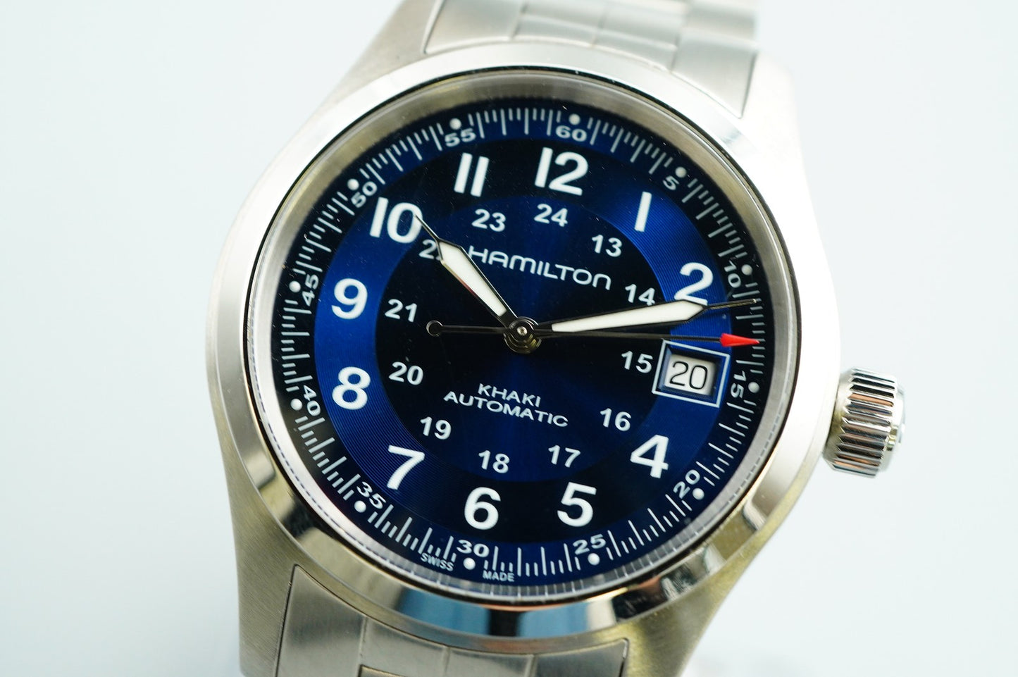 *TOP MINT* HAMILTON KHAKI H704551 Automatic Blue Dial Round 38mm Mens Watch