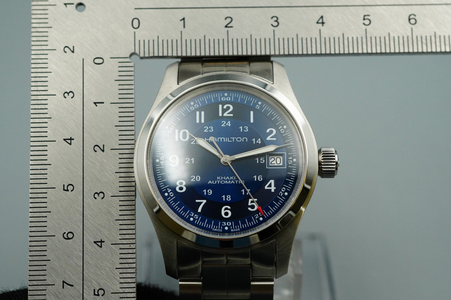 *TOP MINT* HAMILTON KHAKI H704551 Automatic Blue Dial Round 38mm Mens Watch