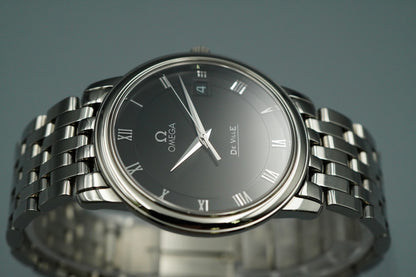 *MINT* OMEGA De Ville 424.10.27.60.01.001 Qz Black Round 34mm Mens Watch