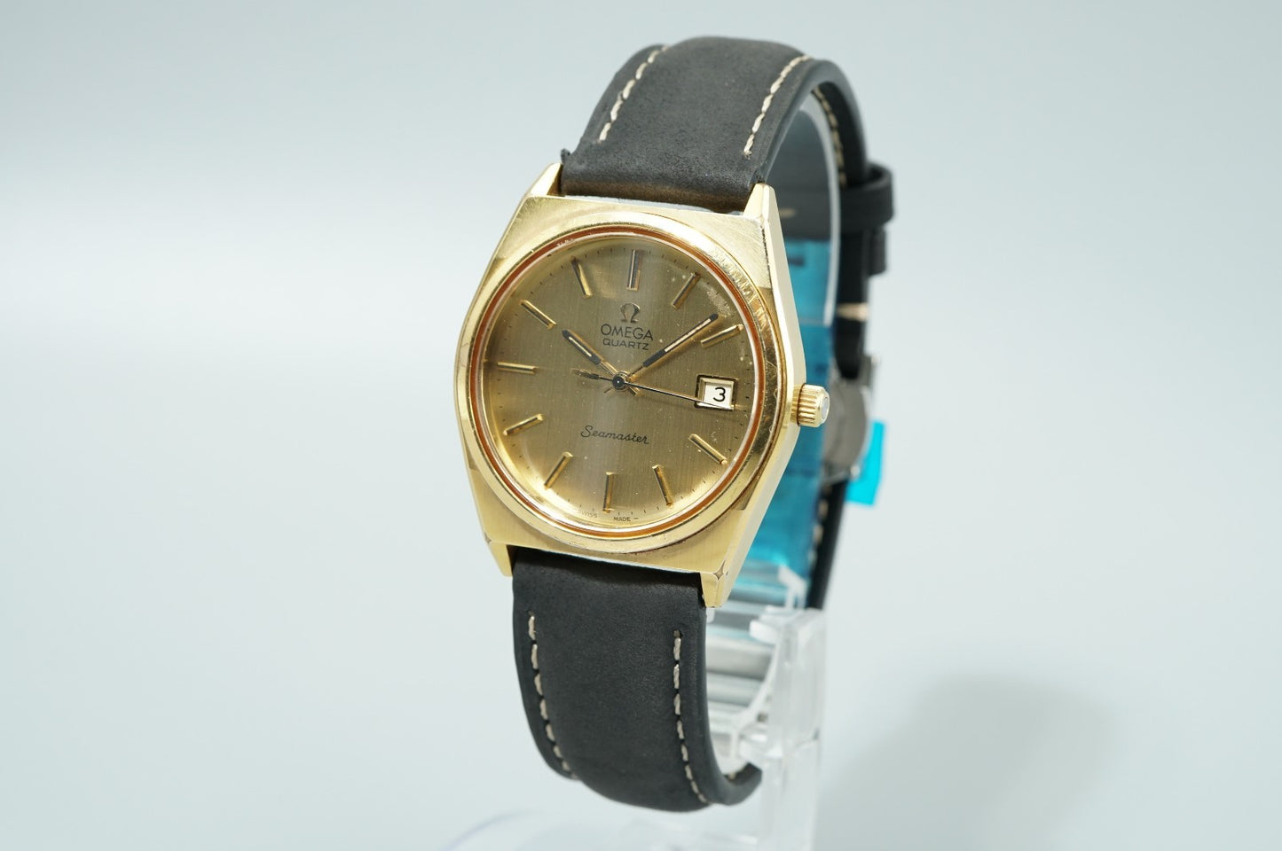 *Exc+5* Vintage 1979 OMEGA Seamaster Ref.1342 Qz Gold Dial Round 35mm Mens Watch