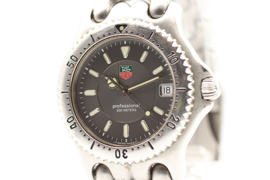 *N MINT* Vintage 1990s TAG HEUER Professional WG1113-K0 Qz Gray 39mm Mens Watch