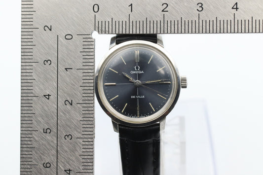 *N MINT* Vintage OMEGA De Ville TOOL 102 Hand Winding Navy Dial 25mm Women Watch