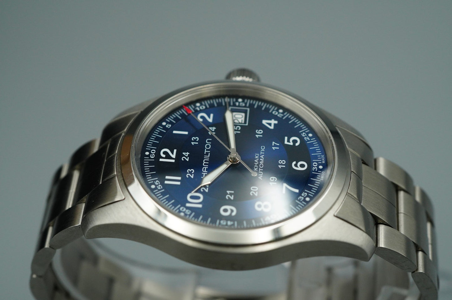 *TOP MINT* HAMILTON KHAKI H704551 Automatic Blue Dial Round 38mm Mens Watch