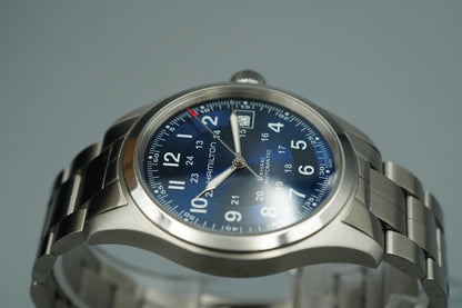 *TOP MINT* HAMILTON KHAKI H704551 Automatic Blue Dial Round 38mm Mens Watch