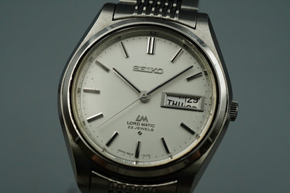 Exc+5 1970s SEIKO LORD MATIC 5606-7070 Automatic Silver Round 36mm Mens Watch