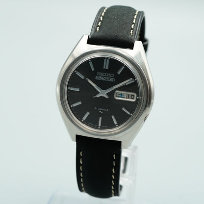 *Exc+5* Vintage 1973 SEIKO 5ACTUS 7019-8010 AT Black Dial Round 38mm Mens Watch