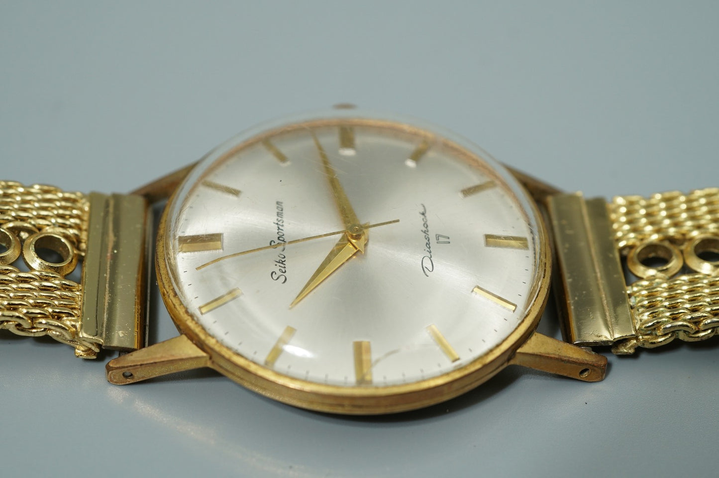 Vintage 1970 SEIKO SPORTSMAN  J15005E Hand Wind Silver Round 35mm Mens Watch