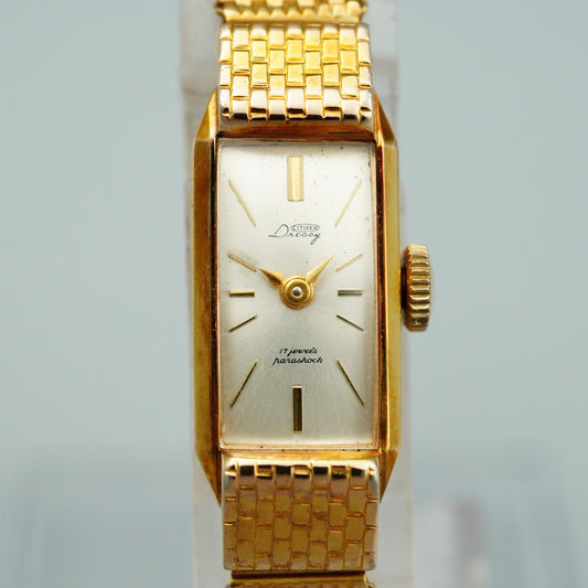 *Exc+5* Vintage CITIZEN D4606 Quartz Silver Dial Rectangle 12mm Women Watch