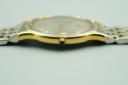 *Exc+5* Vintage 1984 SEIKO Dolce 9530-6000 Qz Gold Round 31mm Mens Watch