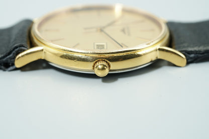 *Exc+5* Vintage 1991 LONGINES L4.636.2 Quartz Gold Dial 32mm Round Mens Watch