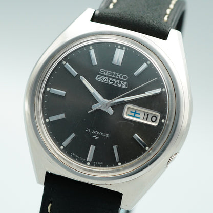 *Exc+5* Vintage 1973 SEIKO 5ACTUS 7019-8010 AT Black Dial Round 38mm Mens Watch