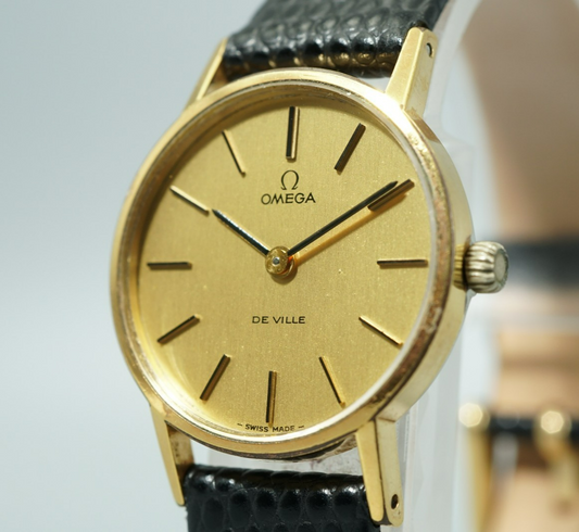 *NEAR MINT* Vintage OMEGA De Ville Cal.625 Hand Winding Gold Dial Women Watch