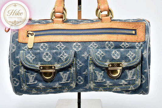 Louis Vuitton Denim Neo Speedy Monogram Handbag M95019 Auth Condition *B* B0085