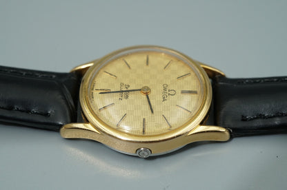 *NEAR MINT* Vintage 1980s OMEGA De Ville Cal.1350 Qz Gold Round 23mm Women Watch