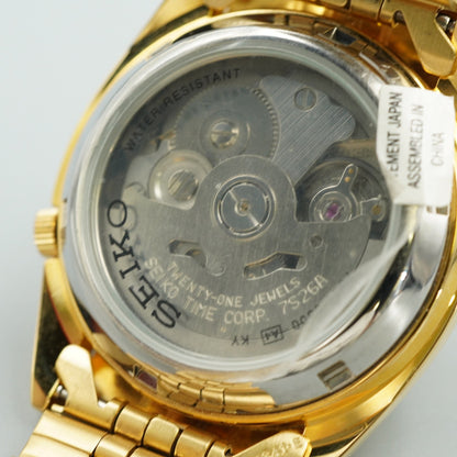 MINT Vintage 1990s SEIKO SEIKO 5 7S26-0500 Automatic Gold Round 36mm Mens Watch