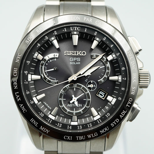 *MINT in Box* SEIKO ASTRON SBXB045 8X53-0AB0 Solar Black Round 45mm Mens Watch