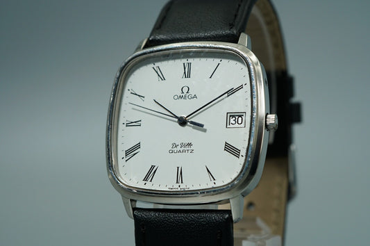 *NEAR MINT* Vintage 1974 OMEGA De Ville Cal.1332 Qz White Square 33mm Mens Watch