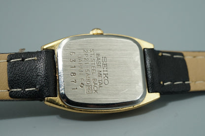 *N MINT* Vintage 1996 SEIKO Socie 2P21-5A90 Qz Gold Rectangle 17mm Women Watch
