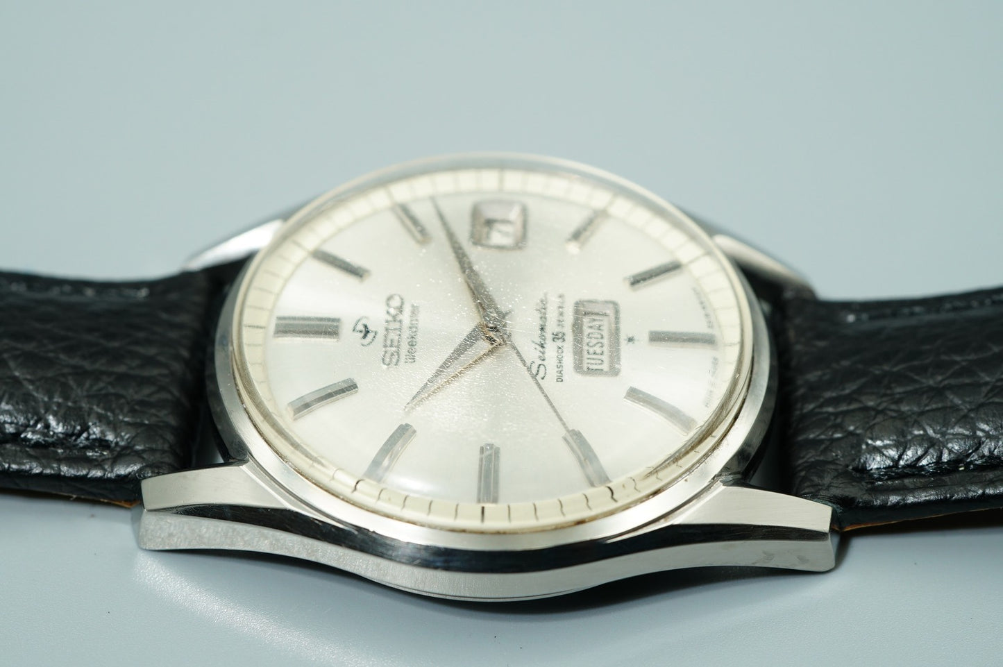 *N MINT* Vintage 1964 SEIKO WEEKDATER 6218-8970 AT Silver Round 37mm Mens Watch