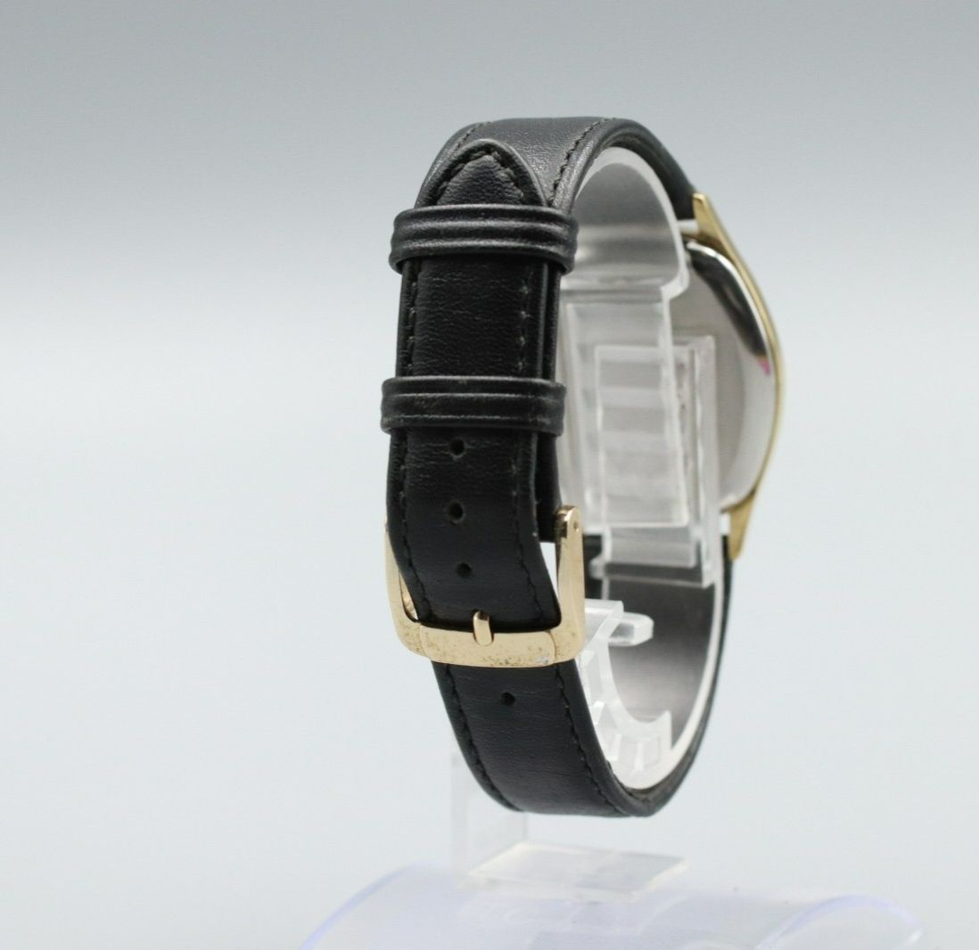 N MINT Vintage OMEGA De Ville Cal.1330 Quartz Gold Dial Hexagon 31mm Mens Watch