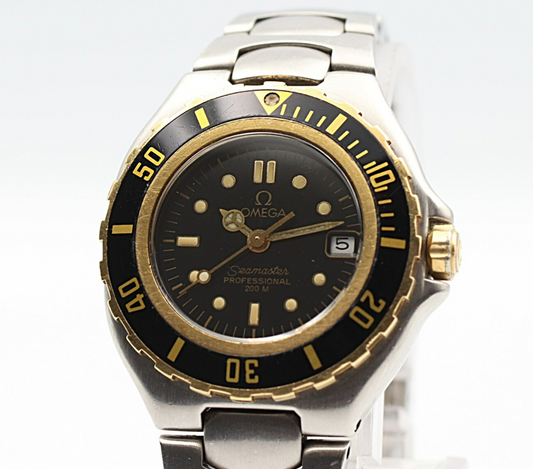 N MINT Vintage 1988 OMEGA Seamaster 200m Cal.1429 Qz Black Dial 28mm Mens Watch