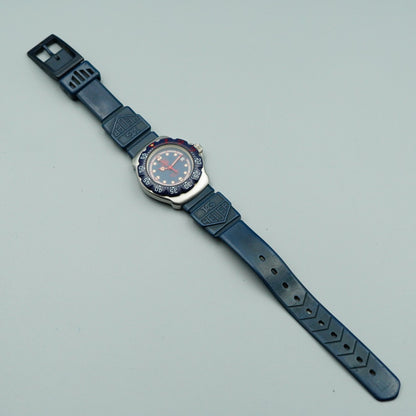 *N MINT* Vintage TAG Heuer Professional 370.508 Qz Blue Round 28mm Women Watch