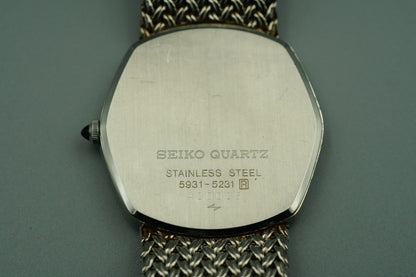 *N MINT* Vintage 1975 SEIKO CREDOR 5931-5231 Qz Silver Hexagon 30mm Mens Watch